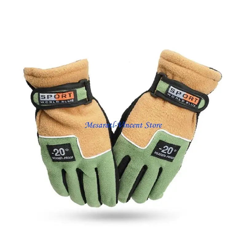 A70F Winter Warm Thermal Motorcycle Gloves Fleece Mittens For Women Men Snow Sports Hiking Back Windproof Lightweight