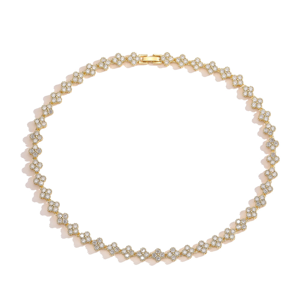 HECHENG,AAAAA Brass 18K gold-plated Flower Necklace Bracelet Jewelry Set ，for Christmas gift for women and best friend