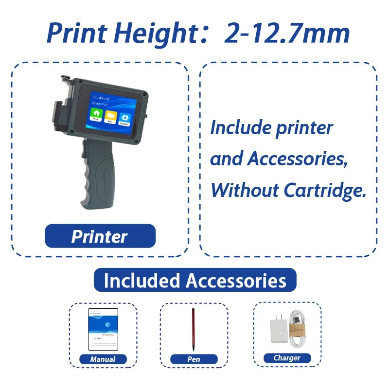 DCODE DC15 12.7mm Portable Handheld Inkjet Printer Lightweight Coding Machine Logo QR Barcode Text Image Date Handheld Printer