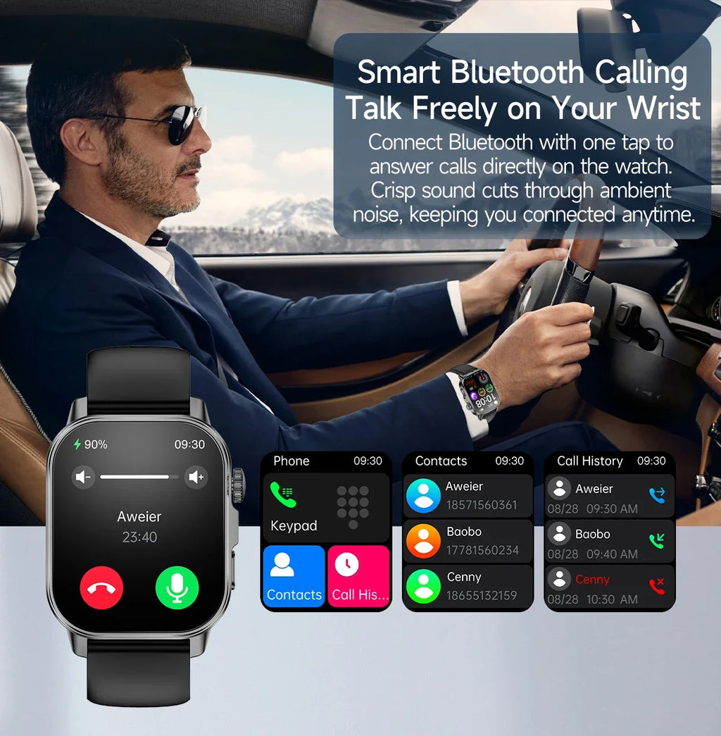 New Men Accurate Health Diagnosis ECG Smart Watch Blood Pressure Blood Oxygen Blood Fat Uric Acid Temp Bluetooth call Smartwatch