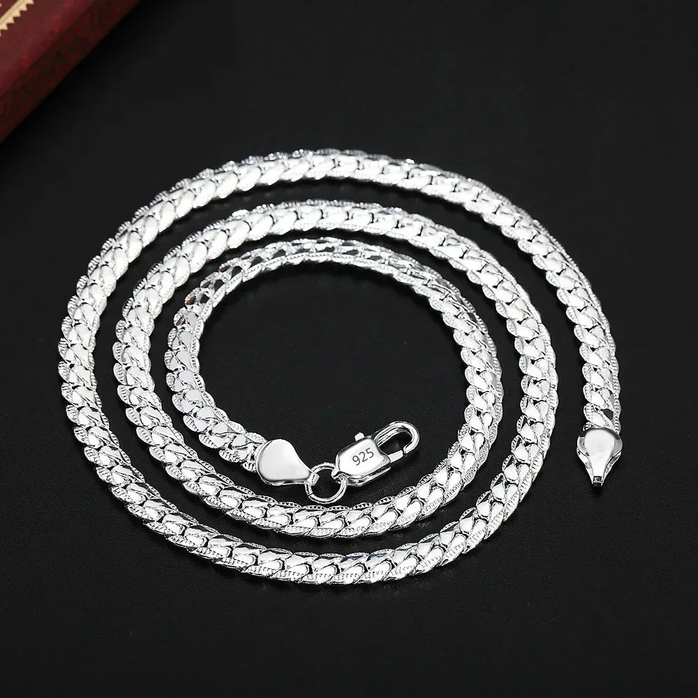 New 20-60cm Silver Color Plated Luxury Brand Design Noble 6mm Necklace Chain For Woman Men Fashion Wedding Engagement Jewelry