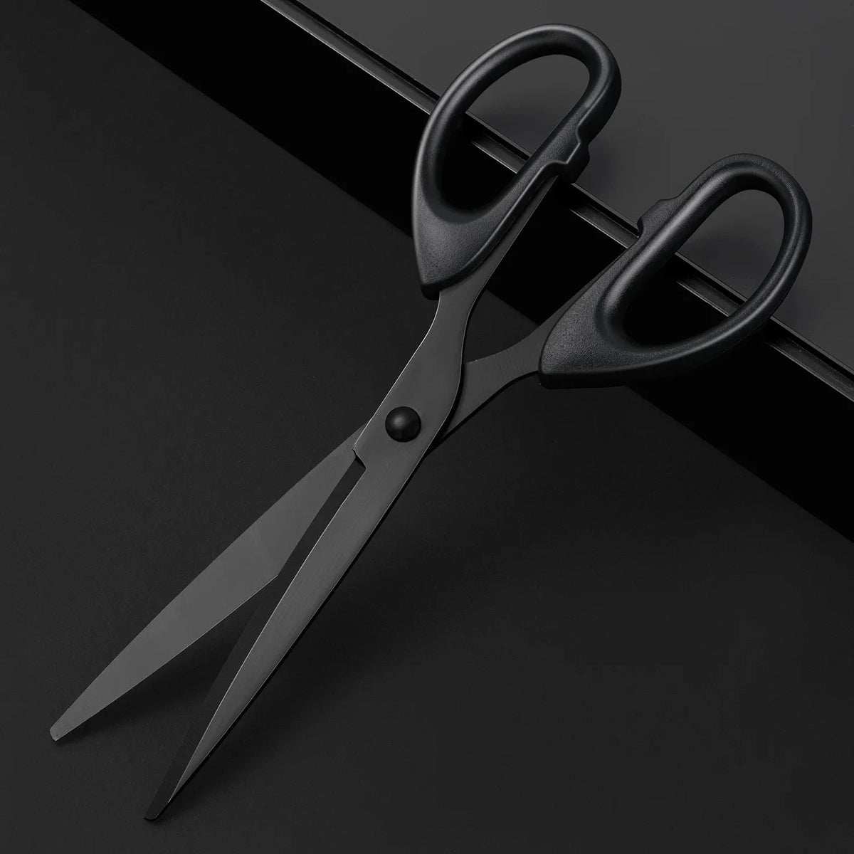 Professional Office Scissors 180mm Heavy Duty Scissors with Black Blade Sharp Stainless Steel Cutting Tool for Paper Craft