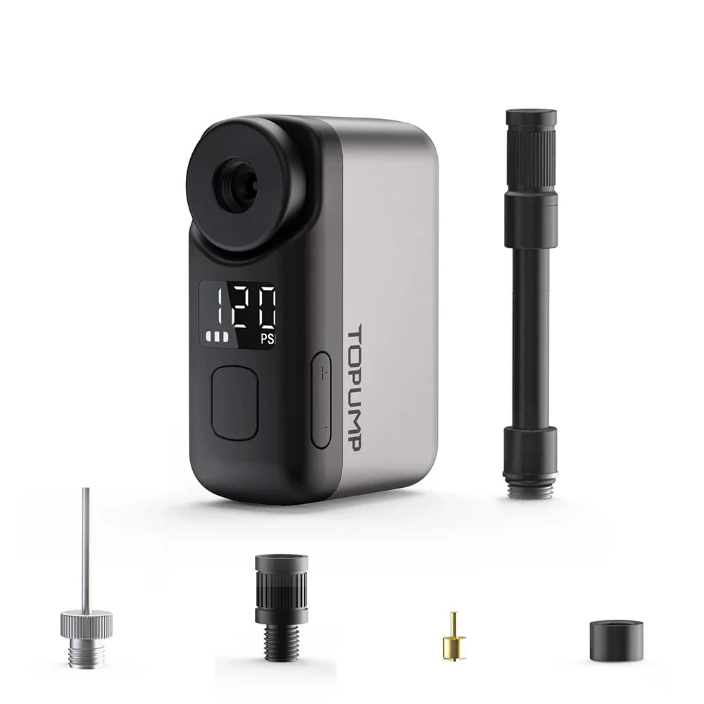 TOPUMP TB2 PRO Electric Mini Portable Pump for Bike Cordless Tire Inflator 120PSI Max 450mAh Battery with Display Fast Charging