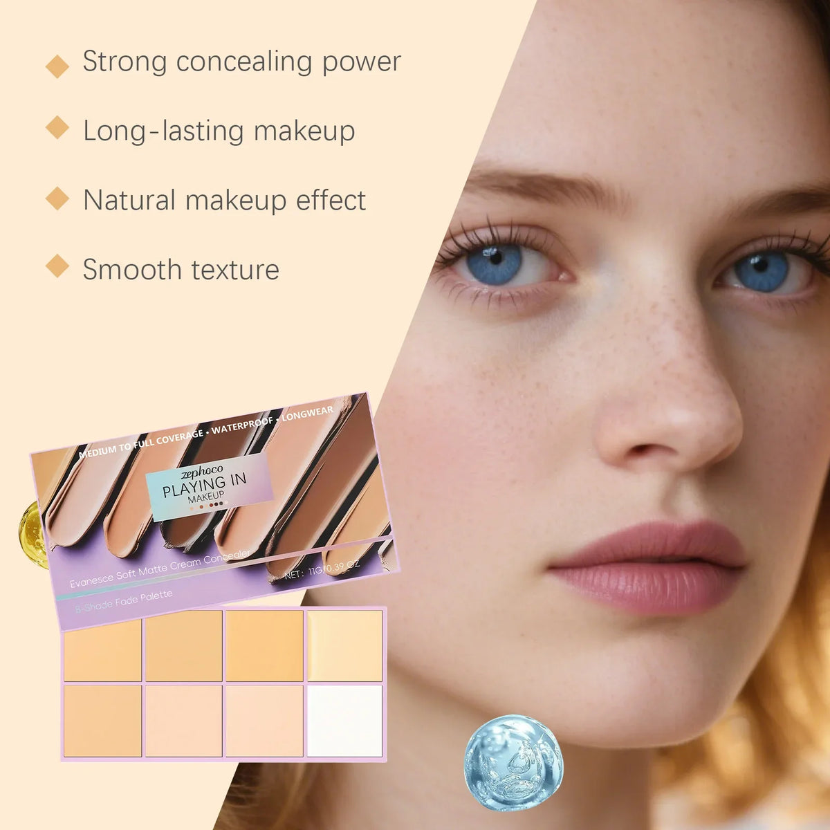 Soft Matte Cream Concealer High Coverage Cover Facial Spots, Acne Scars, Freckles and Tear Troughs Long Lasting Makeup Cosmetics