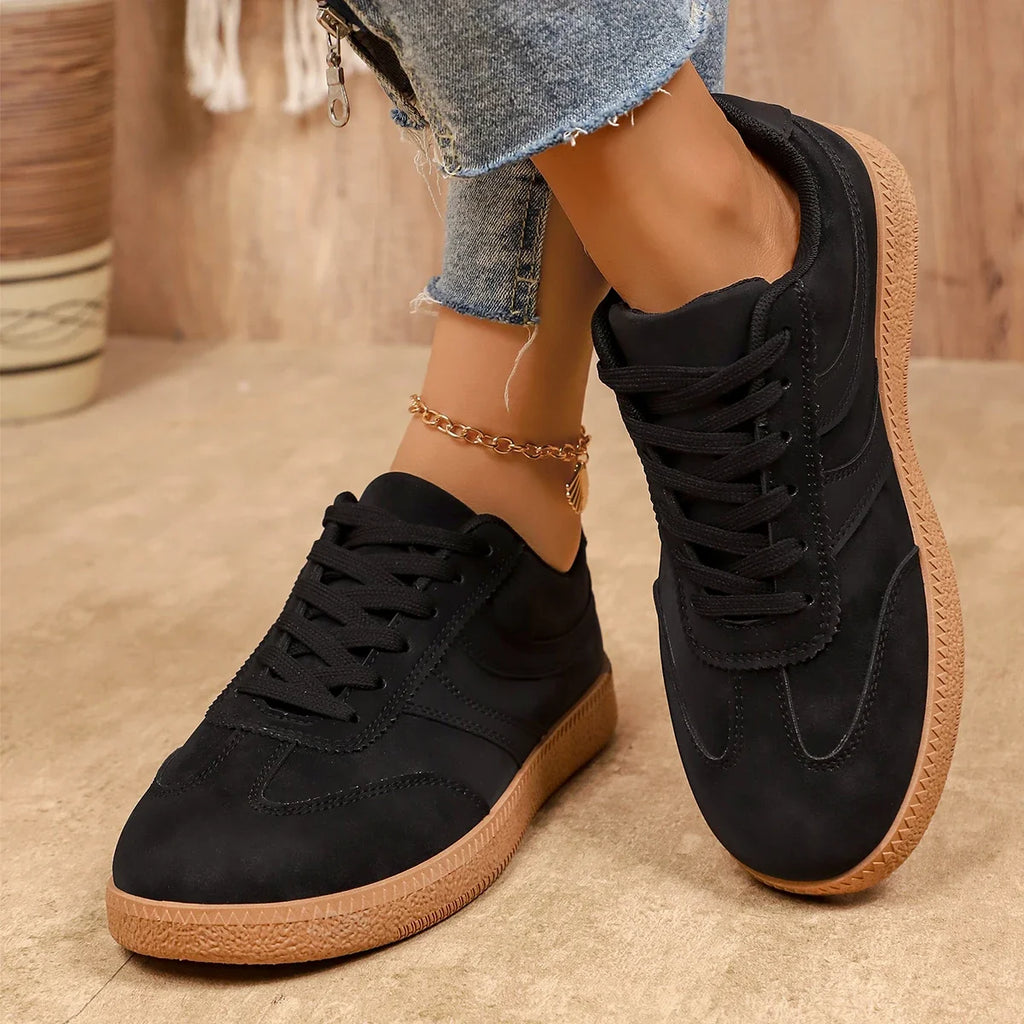 Retro Brown Platform Sneakers Women 2026 Flat Trend German Training Shoes Woman Plus Size 43 Non-slip Thick Sole Vulcanize Shoes