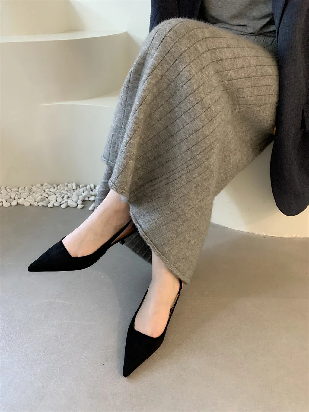 Bailamos Women Sandals Pointed Toe Elegant Low-heel Shoes Summer Fashion Slingback Woman Mules Shoes Pumps Dress Shoes