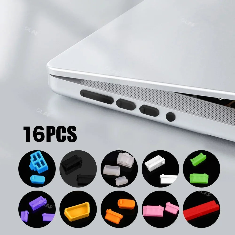 16Pcs/set Universal Anti Dustproof Notebook Port Plug Silicone Protector USB Elastic Laptop Computer Cover Stopper