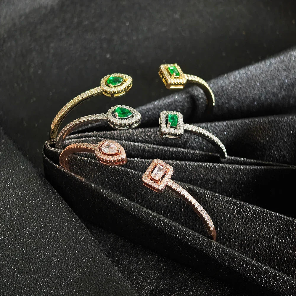 Trendy Snake Punk Pear Shape Silver Color on Hand Adjustable Open Bangle for Women Anniversary Gift Jewelry Wholesale S5214bb