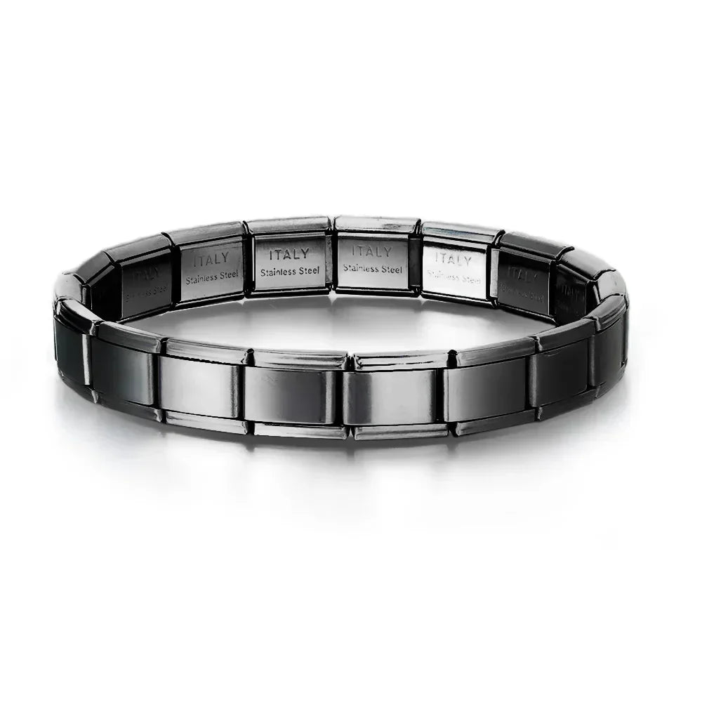 Italian Charm Link for Women Men 9mm Width Silver Gold Color Chain Stainless Steel Bracelet on Hand DIY Making Jewelry Wholesale