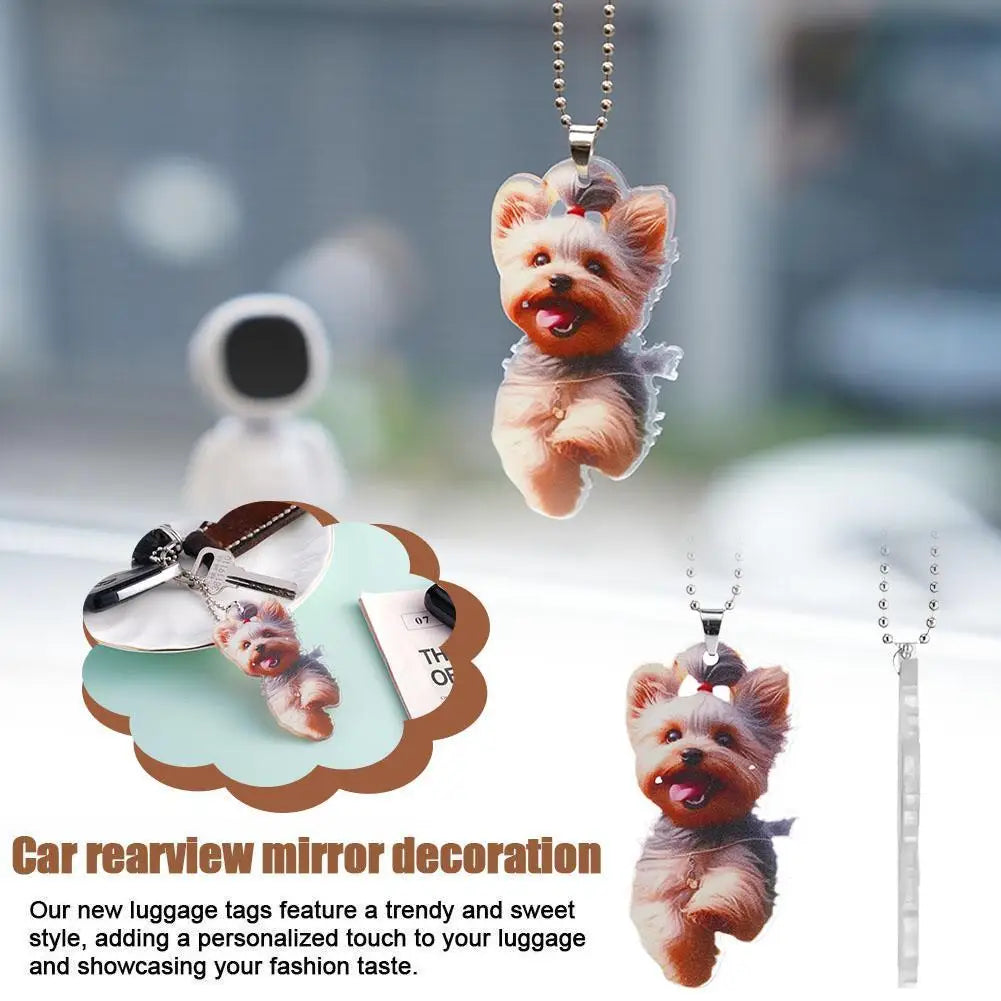Auto Yorkshire Terrier Dog Acrylic Pendant Versatile Charm Cute Puppy Keychain Car Mirrors Backpacks Home, Festive Party Decor
