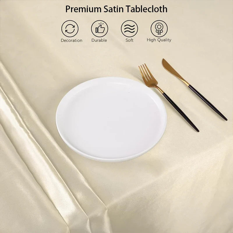 Rectangle Wedding Satin LargeTablecloth Bright Smooth Silk Table Cover Christmas Anniversary Dining Party high-end Table Decor