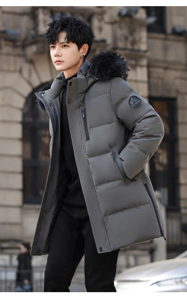 High Brand White Goose Down Jacket Coat Parka Men's Clothing Winter Padded Puffer Jackets Luxury Hooded Padding Outerwear HWY309