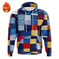 Men's hoodie 3D printed simulation sewing plaid sweatshirts fashion men's clothing