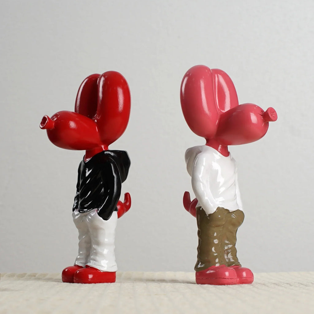 NORTHUEINS 18cm Resin Balloon Dog Sculptures Statue Street Culture Figurine Creative Animal Dolls Home Desktop Decor Accessories