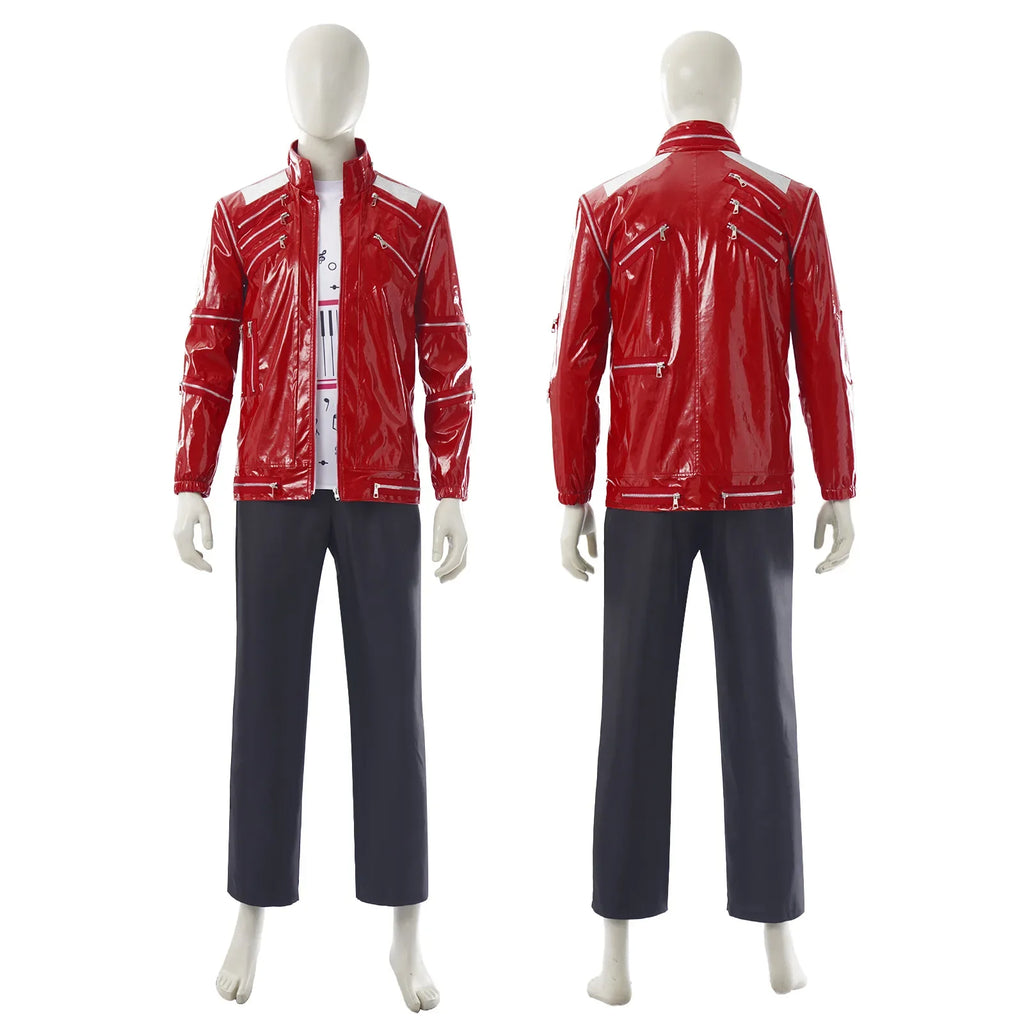 Red Zipper Michael Jackson MJ Beat It Jacket for Impersonators PU Leather Punk Casual Coat Halloween Stage Christmas Outwear