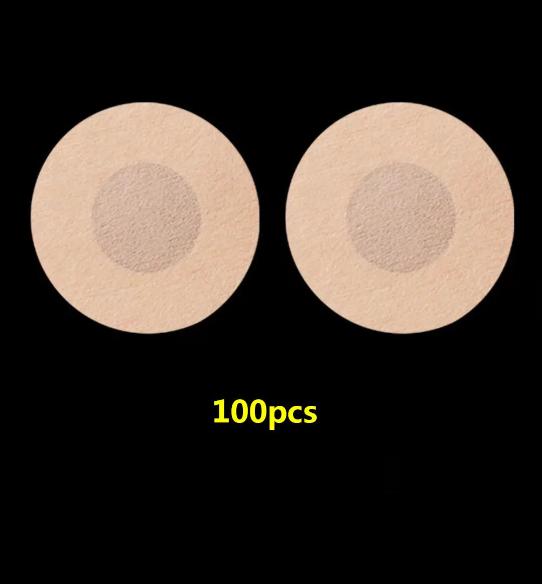 100Pcs Nipple Sticker Disposable Invisible Chest Sticker Non-woven Bra Breast Patch Bra-less Pasties Pad Nipple Cover Stickers