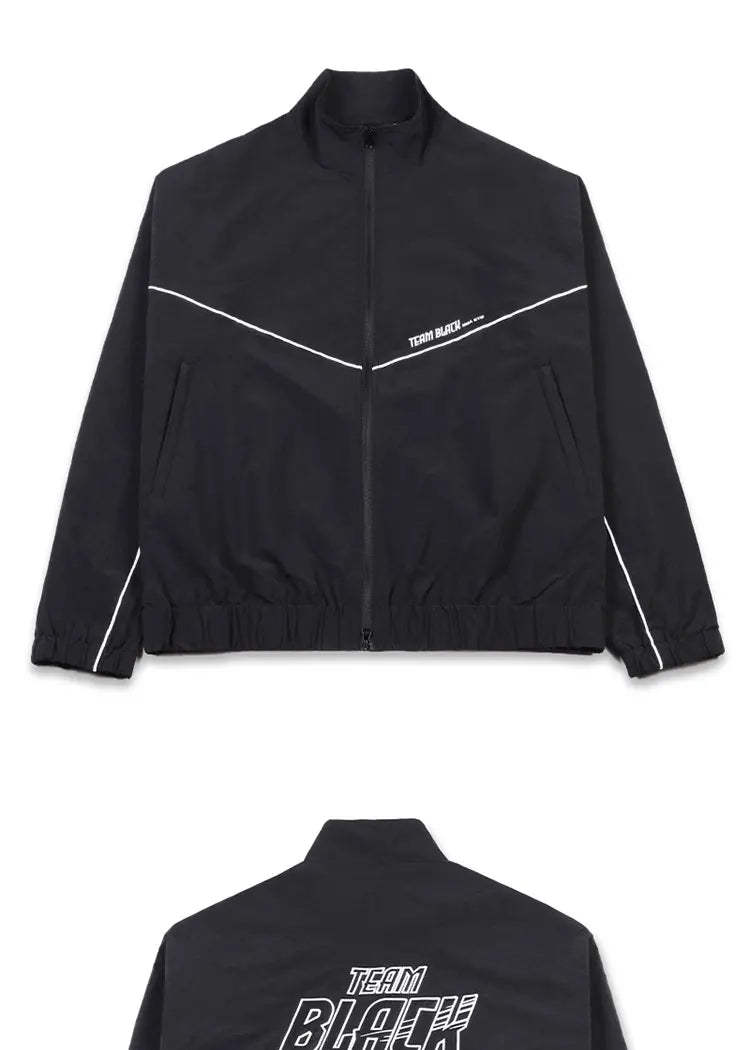 Jinx Team Black Jacket Unisex Windbreaker Sports Coat Men Women Loose Track Activewear Long Sleeve Top Embroidery Y2k Outerwears