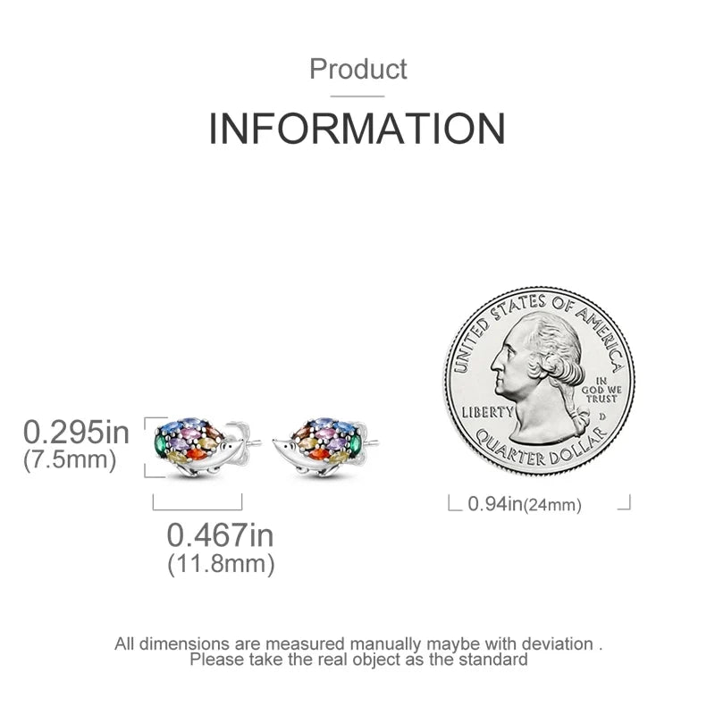 Original 925 Sterling Silver Colorful Cute Animal Pet Stud Earrings For Women Collocation For Girlfriend Birthday Gift