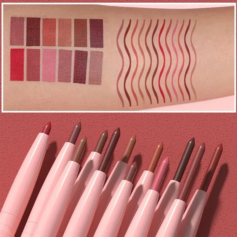 Lip Liner Pencil Long-Lasting Matte Creamy Plumping Lip Stain Waterproof Natural Nude Brown Slim Lip Liner Makeup