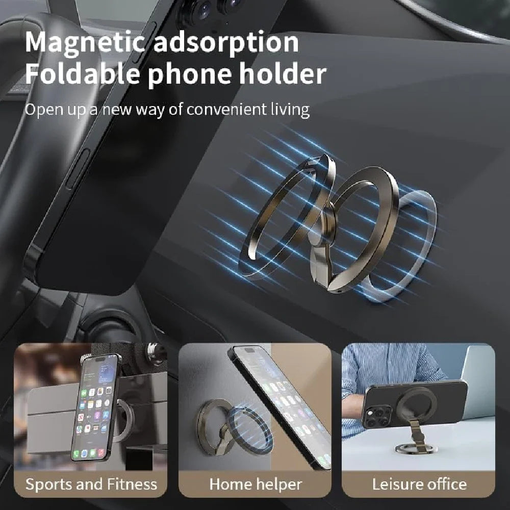 Magnetic Phone Stand 360° Rotating,3 in 1 Foldable Car & Desk Holder,Strong Magnet Grip with Fidget Spinner for OfficeTravelHome