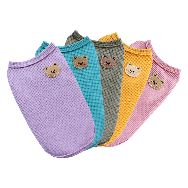 Pet Clothes Spring Summer Cat Dog T-shirt Breathable Waffle Vest Puppy Kitten Pet Supplies Chihuahua French Bulldog Clothing