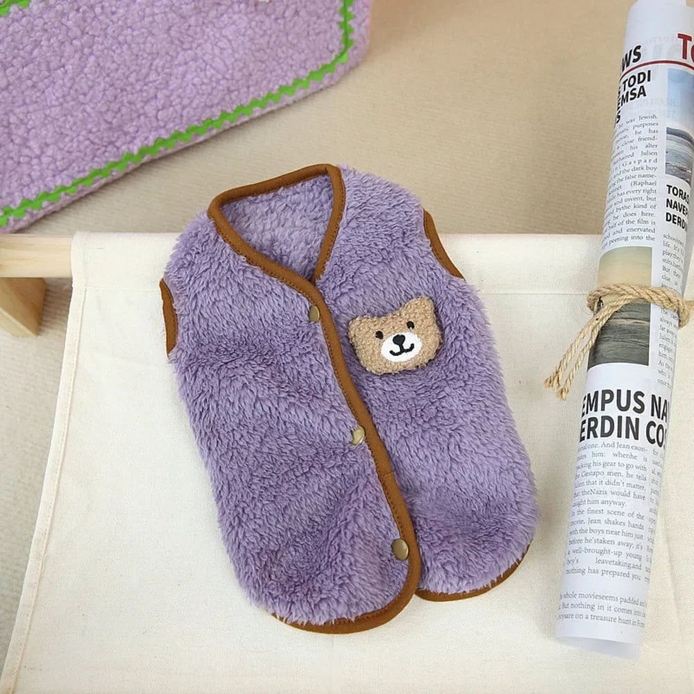 Soft Cozy Cat Clothes Kitten Cardigan Sweater Winter Warm Fleece Vest Sweatshirt for Small Dogs Puppies Jacket Coat Pet Costume