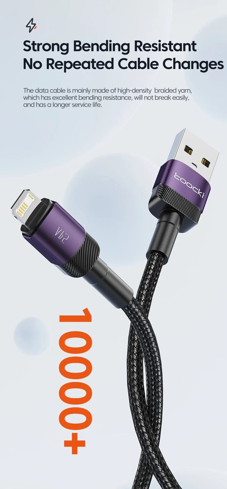 Toocki USB Cable For iPhone 14 13 12 Pro Max X XS XR 8 7 Plus iPad Fast Charging Charger Aluminum iP Cable For iPhone Data Cord