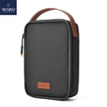 WiWU Travel Electronic Organizer Case for MacBook Power Adapter Charger Cables Power Bank Tech Pouch Leather Handle Portable Bag