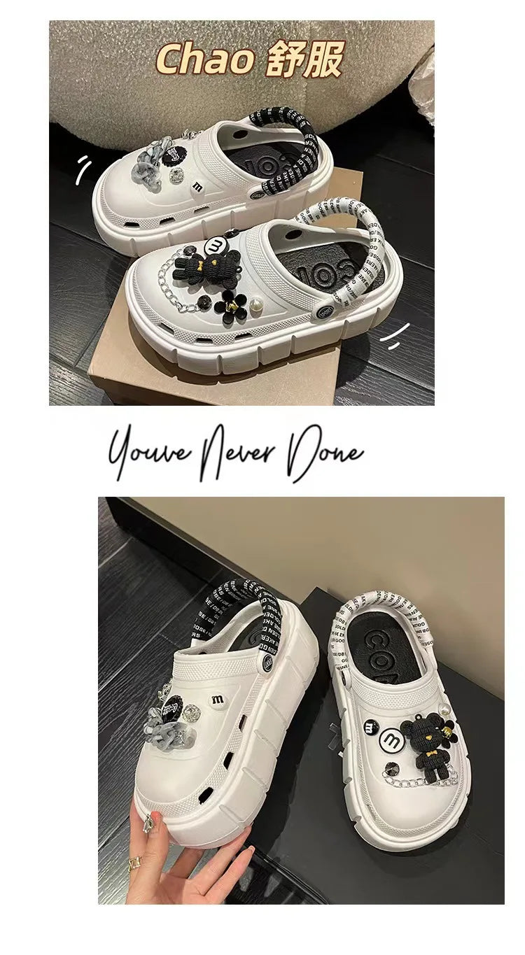 Fashion Charms Clogs New Arrival Thick Sole Outdoor Women Slippers High Quality Summer Beach Sandals For Girls