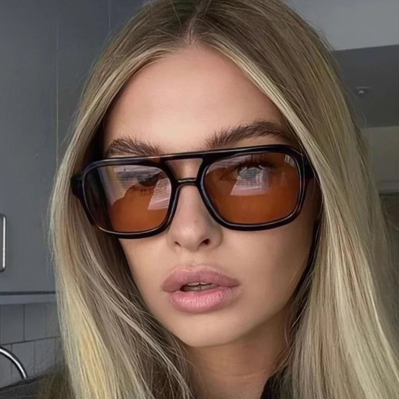 Hiking Camping 2024 New Double Beam Anti Light Glasses Personalized Small Frame Retro Glasses Y2K UV400 Outdoor Glasses Female