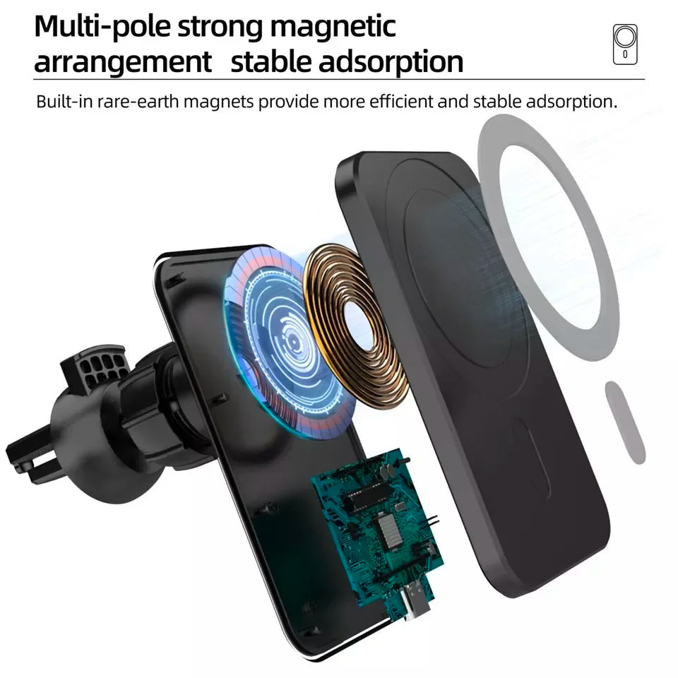 UYUXIO 30W Wireless Charger Magnetic Car Phone Holder for iPhone 16 15 14 13 Pro Max 12 Fast Charging Magnet Induction Adapter