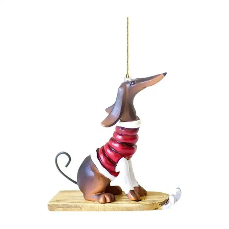 Cartoon Cute Dog Christmas Ornaments Fun Dachshund Dog Hanging Decoration Xmas Tree Graphic Design Pendant Home Car Decor