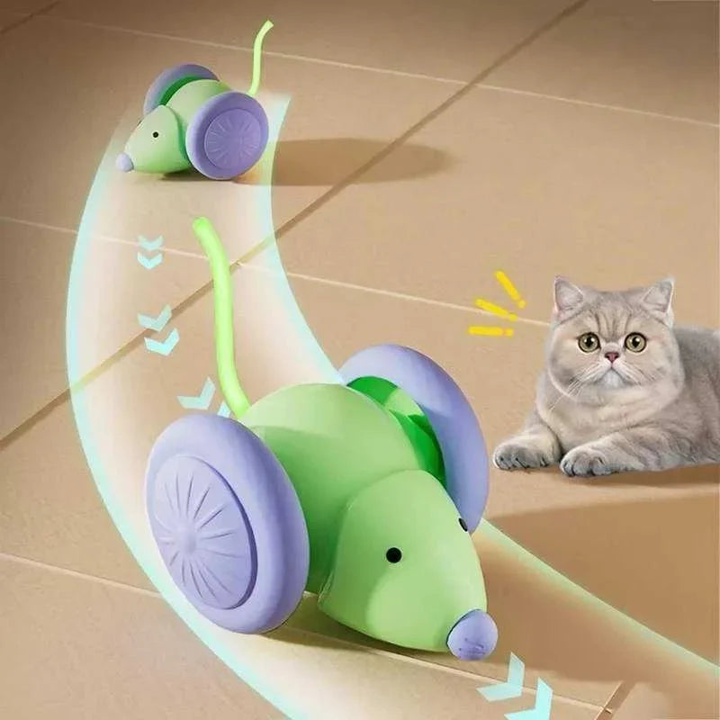 Interactive Cat Toy Electric Mouse Car Automatic Teaser Kitten Pet Toys Rechargeable Intelligent Obstacle Avoidance Cat Car Toy