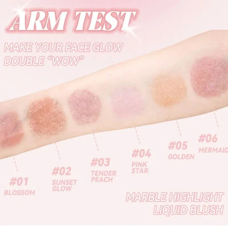 Shiny Diamond Highlighter Liquid Blush Brightening Pigmentation Facial Rouge Makeup 6 Shades Contouring Cheek Cosmetics