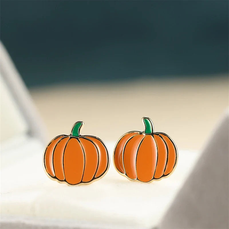 Huitan Newly Designed Pumpkin Stud Earrings Fancy Lady Ear Earrings Daily Wear Party Chic Accessories Fashion Jewelry for Women