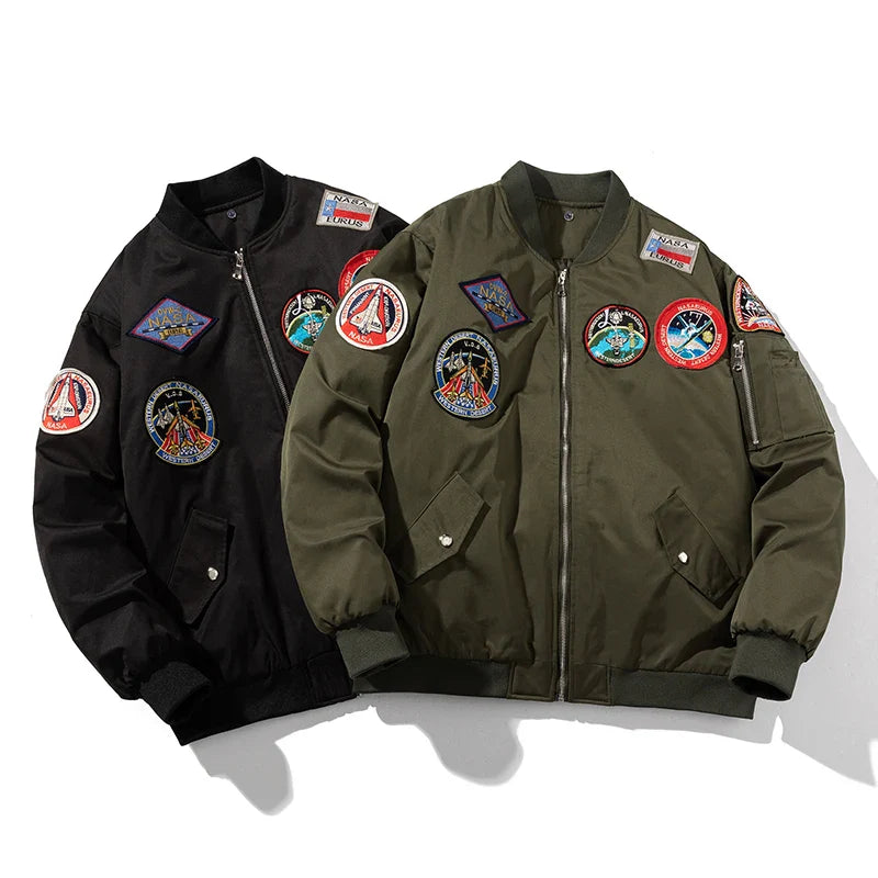 Autumn Winter Vintage Bomber Jacket Man Pilot Jacket Mens Military Letter American Thicken Coat Hooded Parkas Streetwear