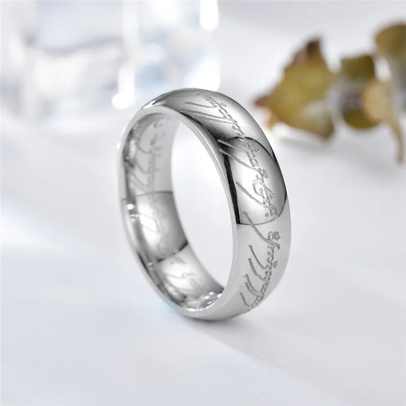 6MM Stainless Steel Laser Engraving Exquisite Couples Wedding Rings, Men And Women Fashion Movie Jewelry Gifts Wholesale