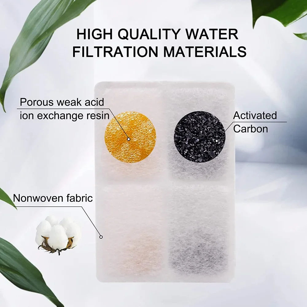 Cat Water Fountain Filter Pet Water Fountain Replacement Filters with Coconut Activated Carbon Suitable for 2L Water Dispenser