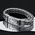Powerful S925 pure silver vintage pattern woven bracelet, suitable for both men and women, fashionable jewelry gift for everyone