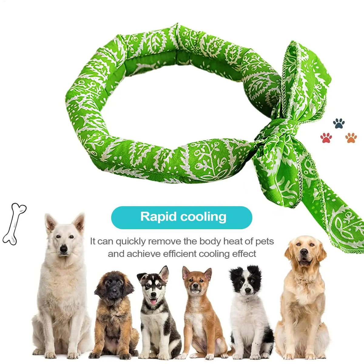 Pet Cooling Scarf Cute Dog Cooling Bandana Adjustable Fast Cooling Cat Cooling Ice Scarf Reusable Cat Collar Pet supplies