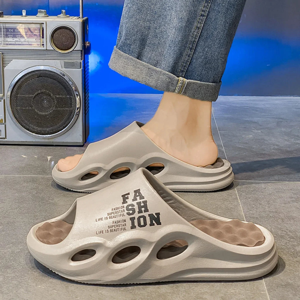 Men Fashion Massage Slippers Indoor/Outdoor Sandals Beach Flip Flop Thick Sole Male Slides Summer Non-Slip Men Shower Slippers