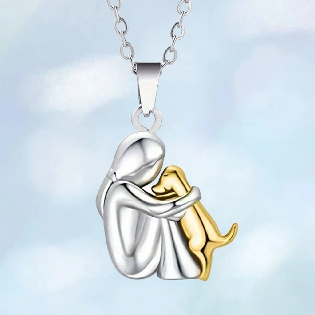 Girl Dog Pendant Necklaces, Stainless Steel Necklace Women, Minimalism Style Jewelry Accessories Chain