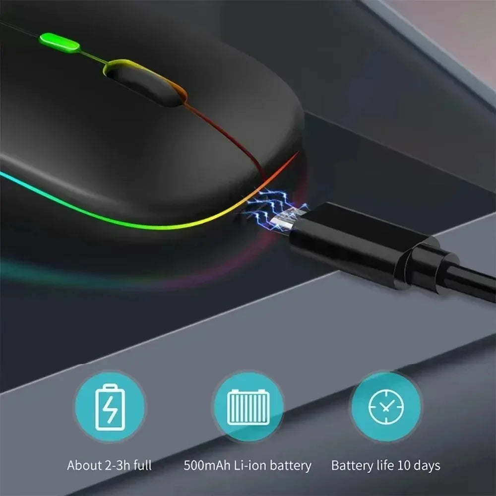 Dual Mode 2.4G Wireless Mouse Bluetooth Mouse RGB Backlit Gaming Mouse Rechargeable Mouse Ergonomic Mice for PC Laptop Tablet