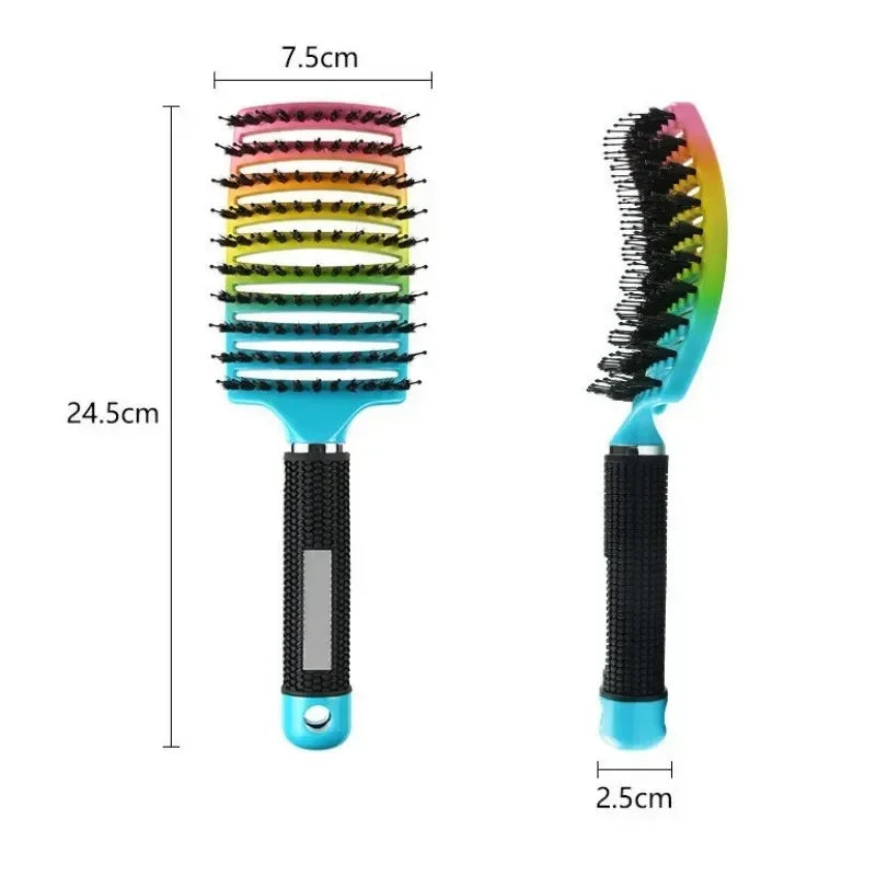Hair Brush Exfoliating Hair Brush Bristle Women's Wet Curly Hair Comb Salon Hair Styling Tool，Special for Real Hair Wigs