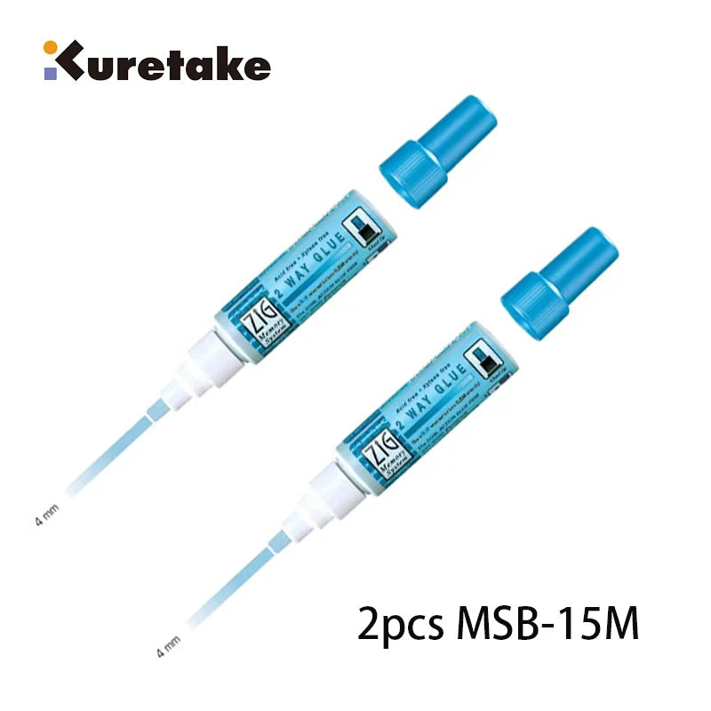 Japan Kuretake Zig 2 Way Glue Pen(1mm/2mm/4mm/15mm) , Adhesive for Professional,Artists, Crafting, Scrapbooking, Gift Card