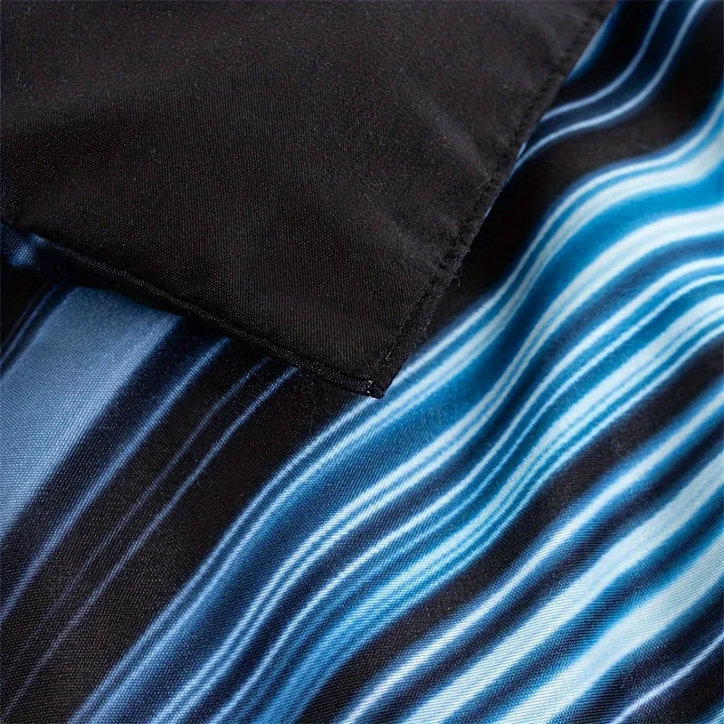 3pcs Duvet Cover Set  blue and Black 3D Bedding Cover, Men Women Adults Bedroom Decor Comfortable and soft fabric no pillow core