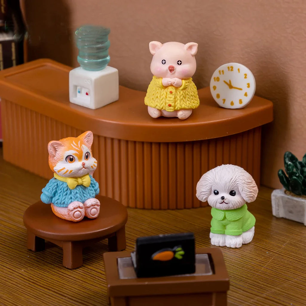 3Pcs Cat Dog Pig Figurine Kawaii Room Home Decor Miniature Fairy Garden Decoration Accessories Modern Children's Birthday Gift