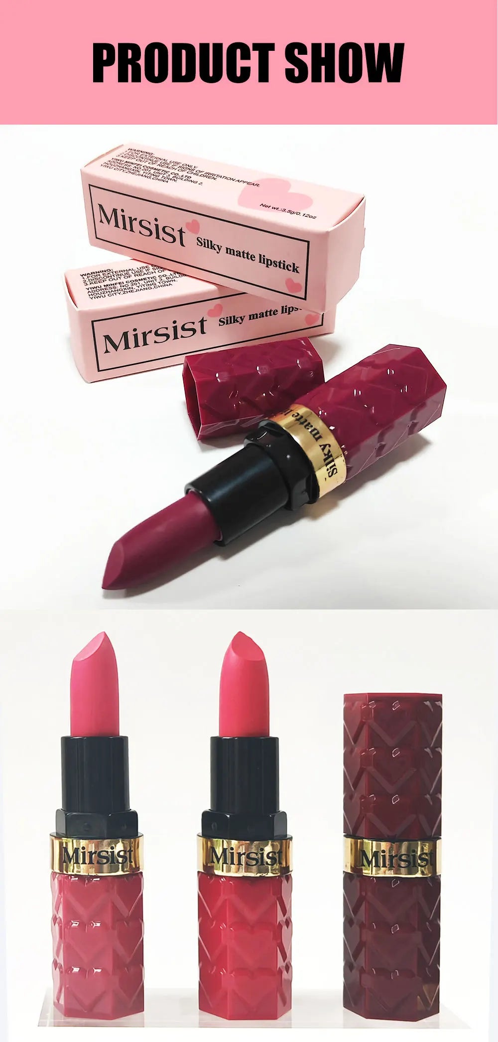 Matte Lipstick Nude Peach Brown Cherry Shades Velvety Smooth Long-Lasting Rich Pigment Waterproof Non-Stick Cup Lip Stick Makeup