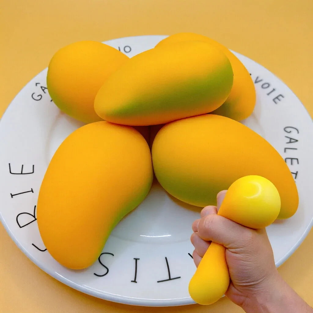 Stress Relief Squishy Mango Squeeze Toys Slowing Rising Sticky Mango Sensory Fidget Toys for Adults Squishy Sensory Toys