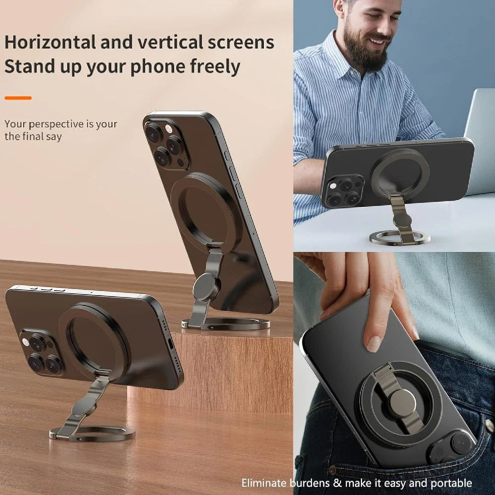 Magnetic Phone Stand 360° Rotating,3 in 1 Foldable Car & Desk Holder,Strong Magnet Grip with Fidget Spinner for OfficeTravelHome